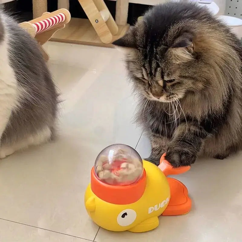 Dog cat pet feeder little yellow duck interactive puzzle dog feeding machine puppy missing food toy anti-slip bottom