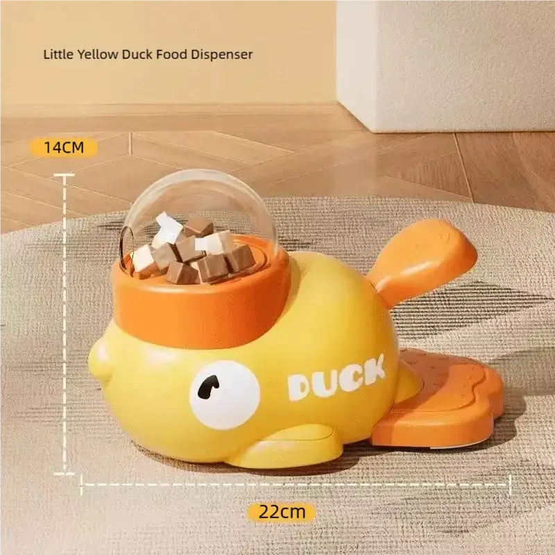 Dog cat pet feeder little yellow duck interactive puzzle dog feeding machine puppy missing food toy anti-slip bottom