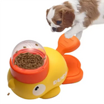 Dog cat pet feeder little yellow duck interactive puzzle dog feeding machine puppy missing food toy anti-slip bottom