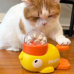 Dog cat pet feeder little yellow duck interactive puzzle dog feeding machine puppy missing food toy anti-slip bottom