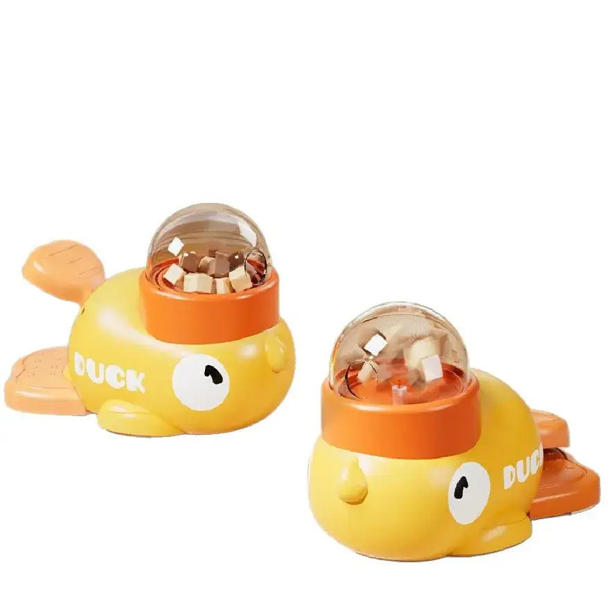 Dog cat pet feeder little yellow duck interactive puzzle dog feeding machine puppy missing food toy anti-slip bottom