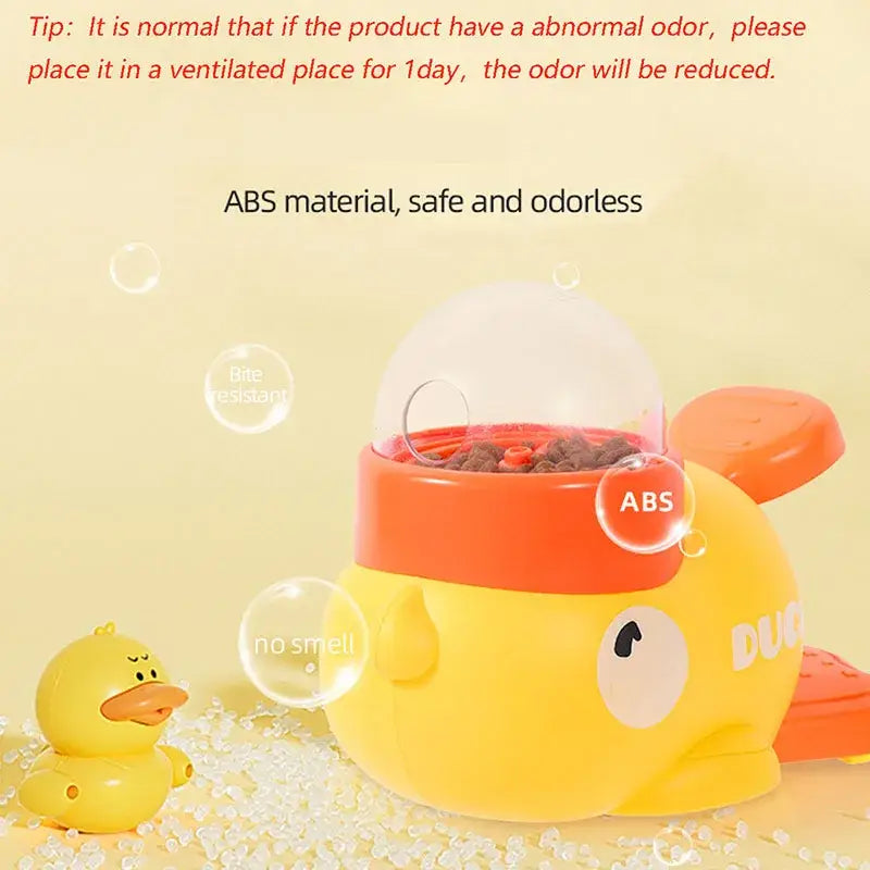 Dog cat pet feeder little yellow duck interactive puzzle dog feeding machine puppy missing food toy anti-slip bottom