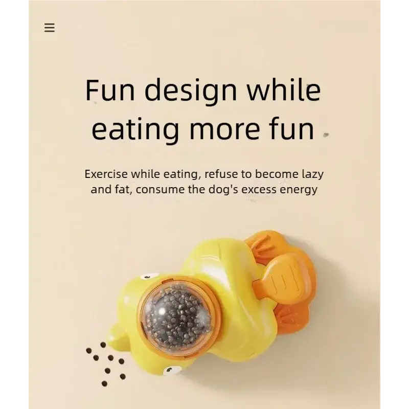 Dog cat pet feeder little yellow duck interactive puzzle dog feeding machine puppy missing food toy anti-slip bottom