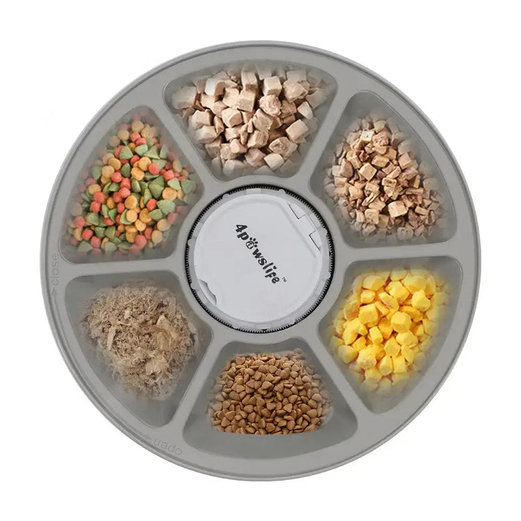 Dog Feeder Automatic Pet Feeder Round Timing Feeder 6 Meals 6 Grids Dog Cat Electric Dry Food Dispenser 24 Hours Feed