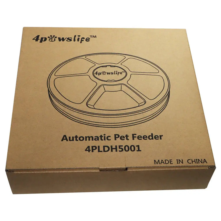 Dog Feeder Automatic Pet Feeder Round Timing Feeder 6 Meals 6 Grids Dog Cat Electric Dry Food Dispenser 24 Hours Feed