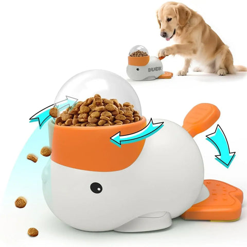 Dog Feeder Puzzle Toy Duck 2-In-1 Interactive Slow Feeder Puzzle Toy Duck Treat Dispenser Food Puzzle Slow Feeders - as