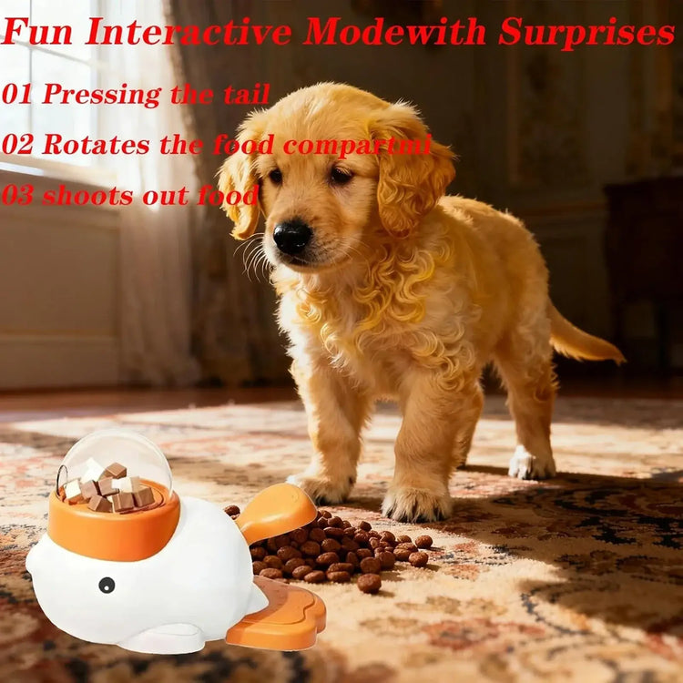 Dog Feeder Puzzle Toy Duck 2-In-1 Interactive Slow Feeder Puzzle Toy Duck Treat Dispenser Food Puzzle Slow Feeders - as