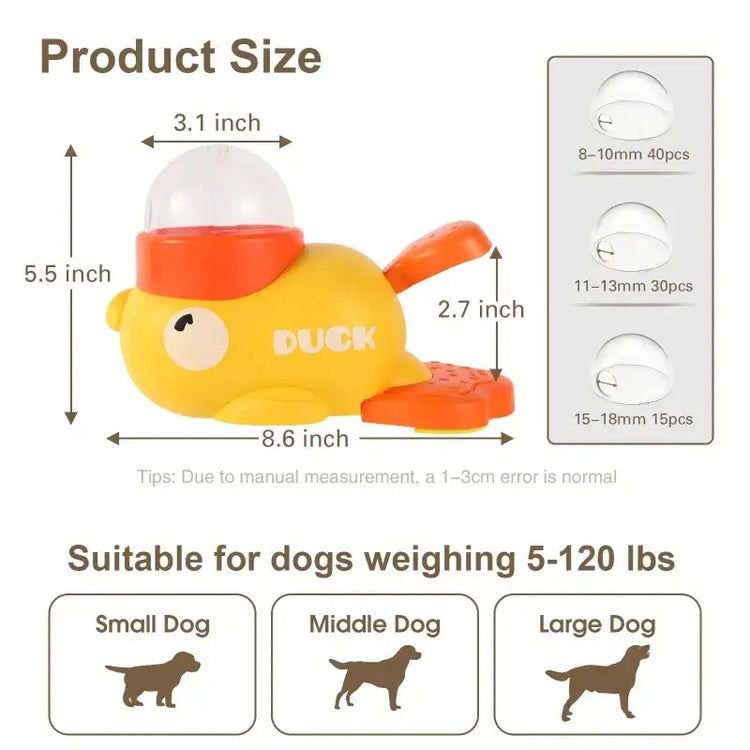 Dog Puzzle Feeder Interactive Pet Food Treat Dispenser Cartoon Duck Design Anti-slip Pet Automatic Feeder Toys for Dog