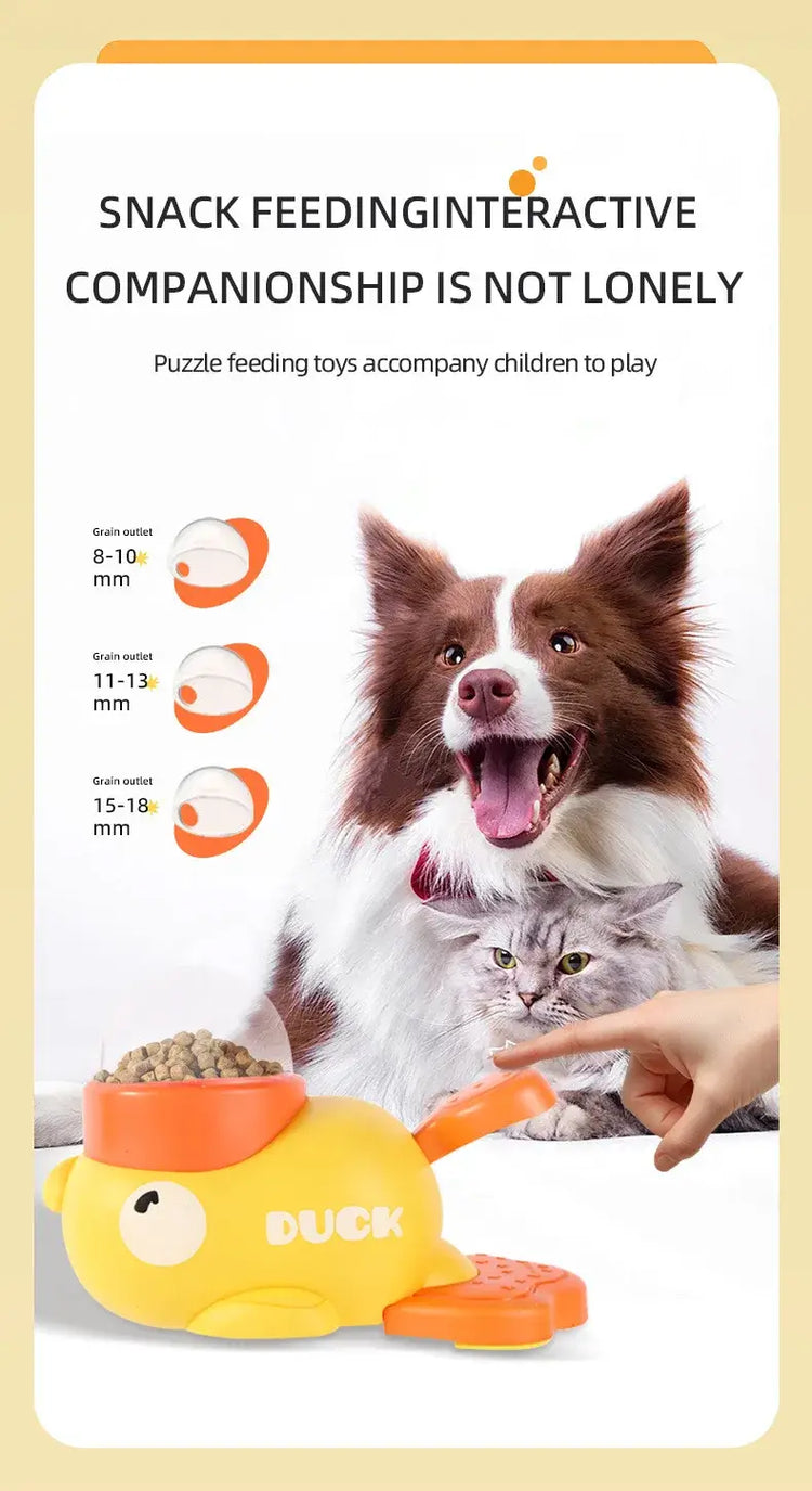 Dog Puzzle Feeder Interactive Pet Food Treat Dispenser Cartoon Duck Design Pet Snack Feeder for Dog Training Mental