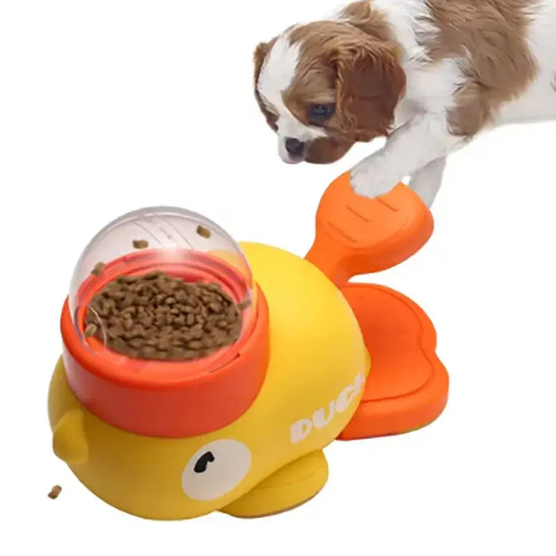 Dog Puzzle Feeder Interactive Pet Food Treat Dispenser Cartoon Duck Design Anti-slip Pet Automatic Feeder Toys for Dog