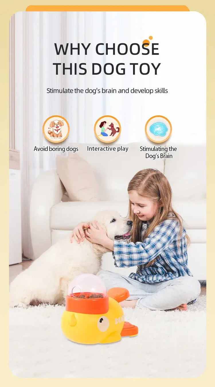 Dog Puzzle Feeder Interactive Pet Food Treat Dispenser Cartoon Duck Design Pet Snack Feeder for Dog Training Mental