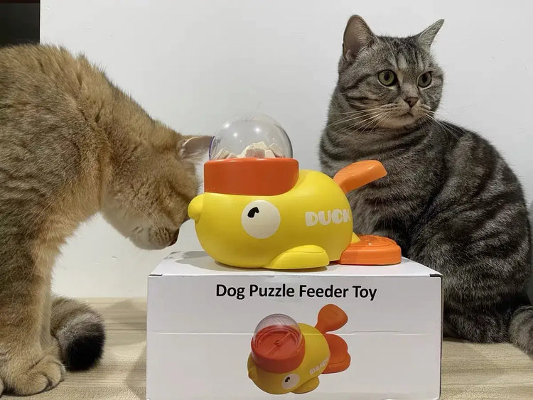 Dog Puzzle Feeder Interactive Pet Food Treat Dispenser Cartoon Duck Design Anti-slip Pet Automatic Feeder Toys for Dog