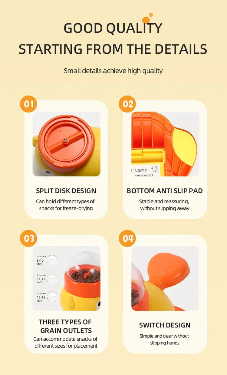 Dog Puzzle Feeder Interactive Pet Food Treat Dispenser Cartoon Duck Design Pet Snack Feeder for Dog Training Mental