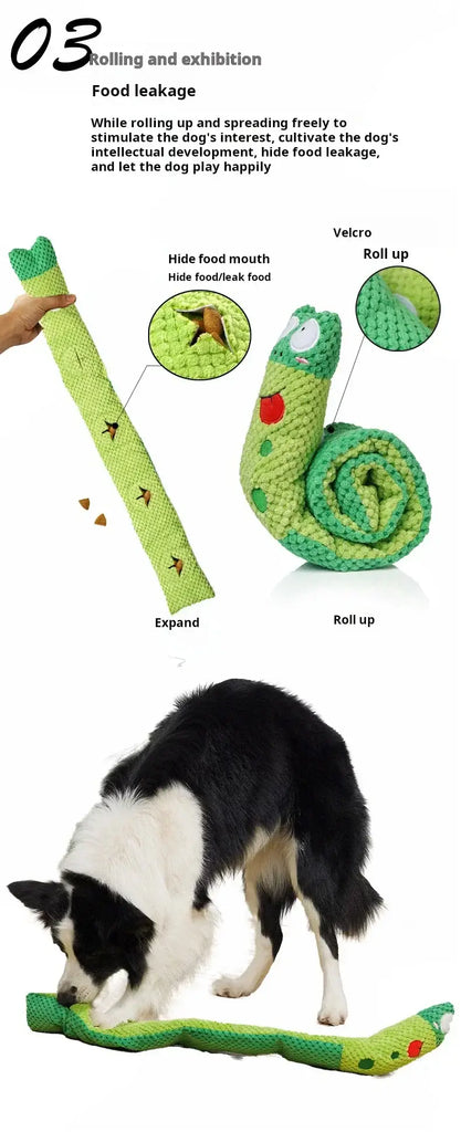 Dog Puzzle Feeder Interactive Toy Indestructible Plush Sound Squeak Puppy Toys For Resistant Foldable Snail Dogs Pet