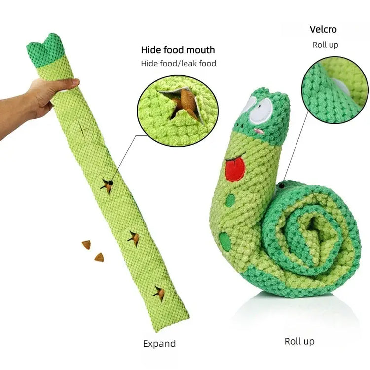 Dog Puzzle Feeder Interactive Toy Indestructible Plush Sound Squeak Puppy Toys For Resistant Foldable Snail Dogs Pet