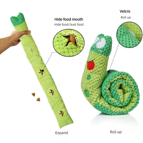 Dog Puzzle Feeder Interactive Toy Indestructible Plush Sound Squeak Puppy Toys For Resistant Foldable Snail Dogs Pet