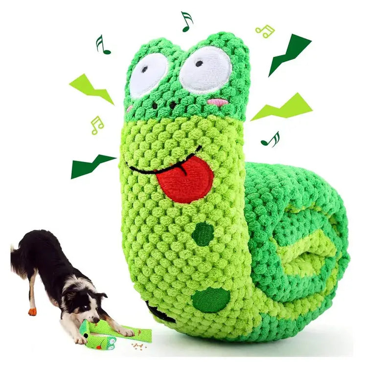 Dog Puzzle Feeder Interactive Toy Indestructible Plush Sound Squeak Puppy Toys For Resistant Foldable Snail Dogs Pet