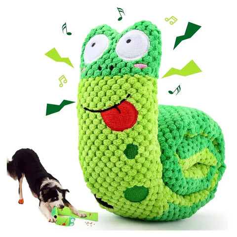 Dog Puzzle Feeder Interactive Toy Indestructible Plush Sound Squeak Puppy Toys For Resistant Foldable Snail Dogs Pet