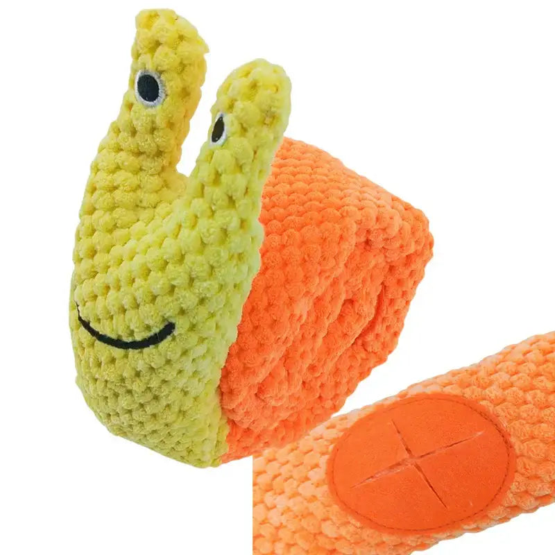 Dog Puzzle Feeder Interactive Toy Indestructible Plush Sound Squeak Puppy Toys For Resistant Foldable Snail Dogs Pet