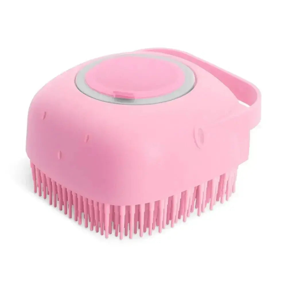 Dog Shampoo Brush Soft Silicone Pet Bath Massage Gloves Brush for Dog Cat Bathing Hair Pet Accessories - Pink