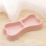 Double Pet Bowls Bone Shape Cute Dog Cat Food Water Dishes Durable Anti-Slip Feeder for Puppy Kitten