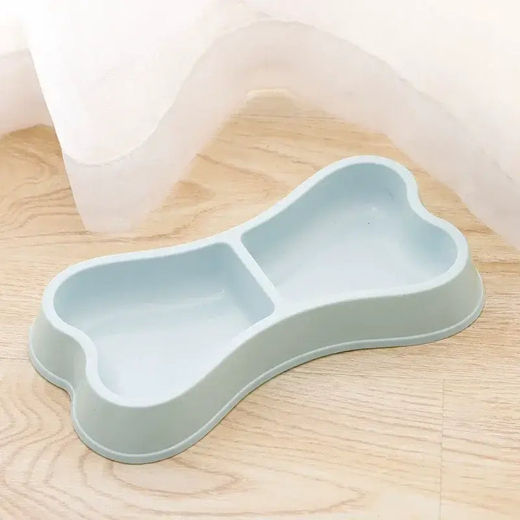 Double Pet Bowls Bone Shape Cute Dog Cat Food Water Dishes Durable Anti-Slip Feeder for Puppy Kitten
