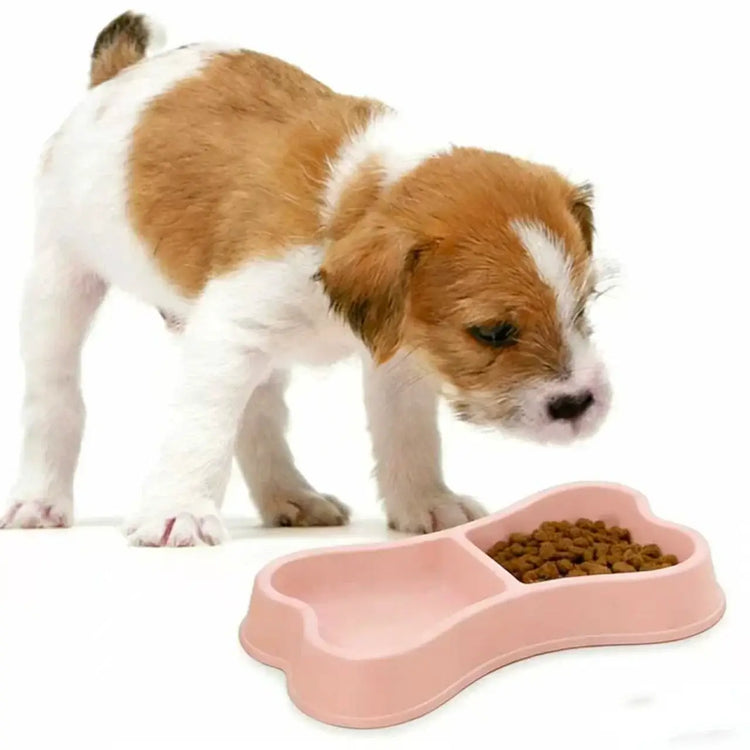 Double Pet Bowls Bone Shape Cute Dog Cat Food Water Dishes Durable Anti-Slip Feeder for Puppy Kitten
