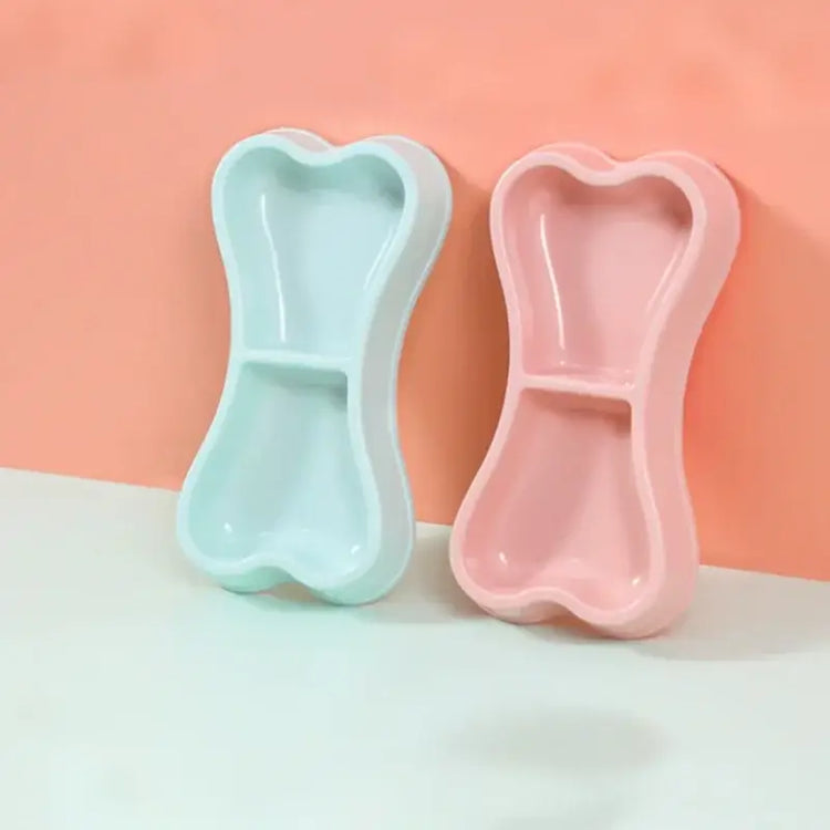 Double Pet Bowls Bone Shape Cute Dog Cat Food Water Dishes Durable Anti-Slip Feeder for Puppy Kitten