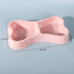 Double Pet Bowls Bone Shape Cute Dog Cat Food Water Dishes Durable Anti-Slip Feeder for Puppy Kitten