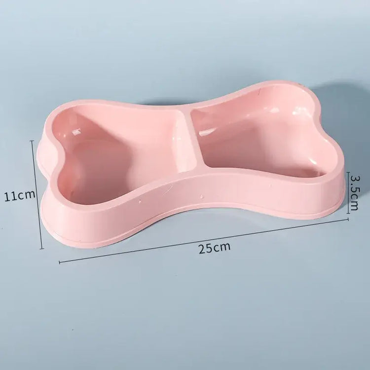 Double Pet Bowls Bone Shape Cute Dog Cat Food Water Dishes Durable Anti-Slip Feeder for Puppy Kitten