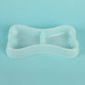 Double Pet Bowls Bone Shape Cute Dog Cat Food Water Dishes Durable Anti-Slip Feeder for Puppy Kitten - blue