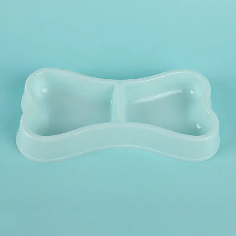 Double Pet Bowls Bone Shape Cute Dog Cat Food Water Dishes Durable Anti-Slip Feeder for Puppy Kitten - blue