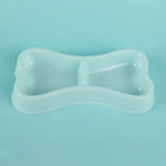 Double Pet Bowls Bone Shape Cute Dog Cat Food Water Dishes Durable Anti-Slip Feeder for Puppy Kitten - blue