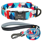 Ensemble collier et laisse en nylon pour chien - blue set / L