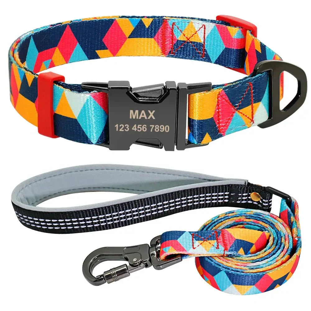 Ensemble collier et laisse en nylon pour chien - orange set / L
