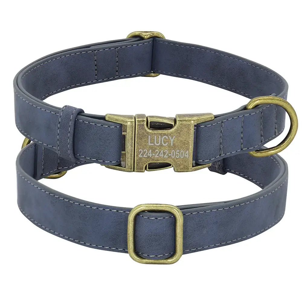 Ensemble collier et laisse personnalisés pour chien - Blue Collar / XS（old）