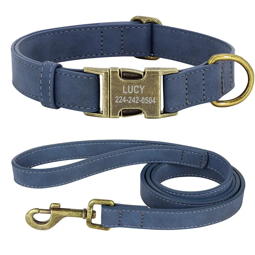 Ensemble collier et laisse personnalisés pour chien - Blue Set / XS（old）