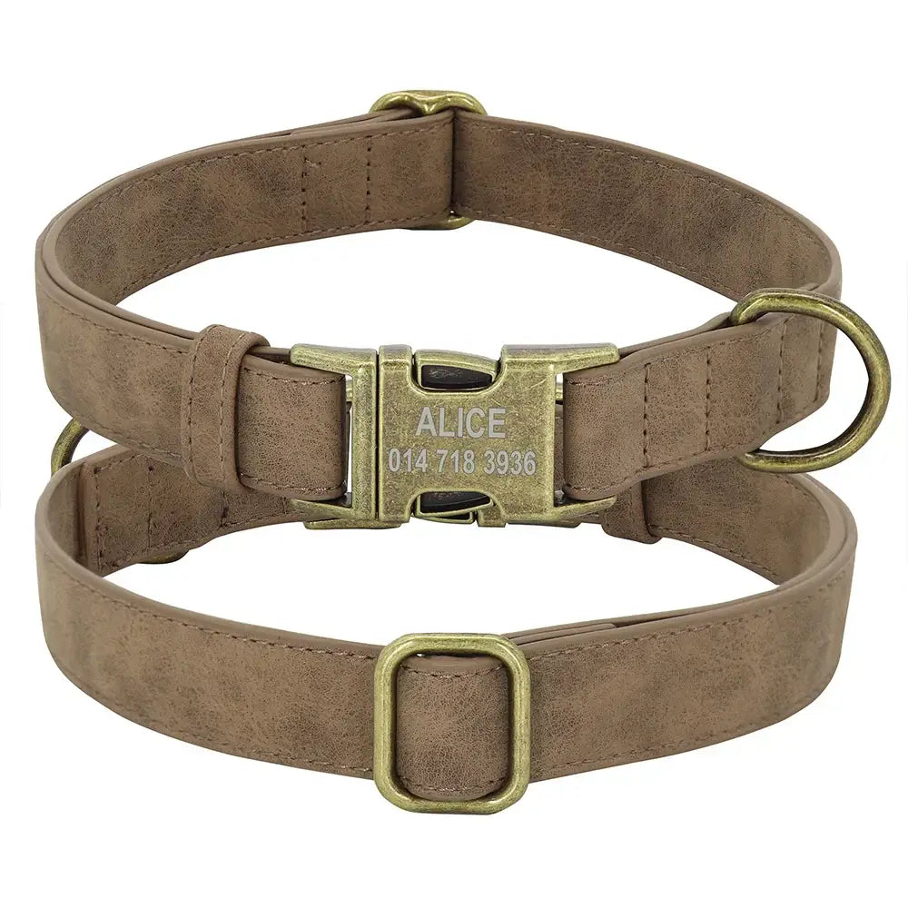Ensemble collier et laisse personnalisés pour chien - CoffeeCollar / M
