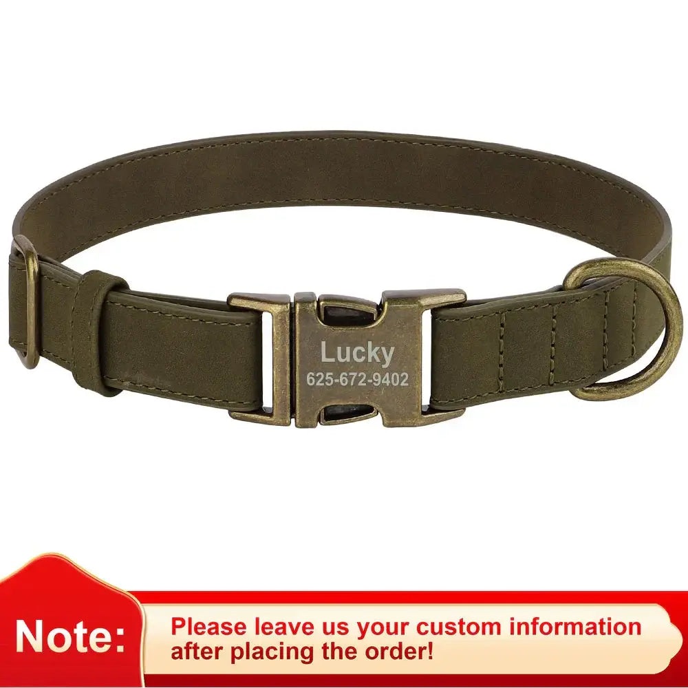 Ensemble collier et laisse personnalisés pour chien - Deep Green Collar / XS（old）