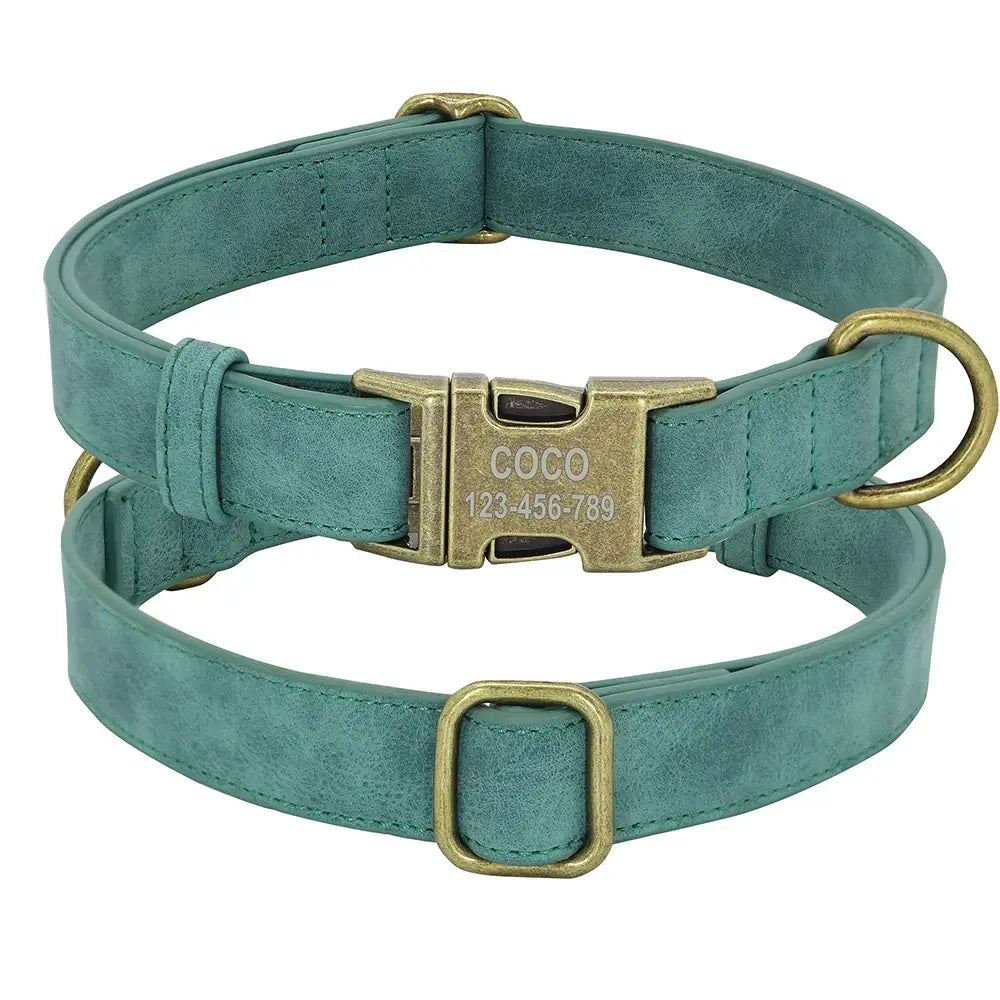 Ensemble collier et laisse personnalisés pour chien - Green Collar / M