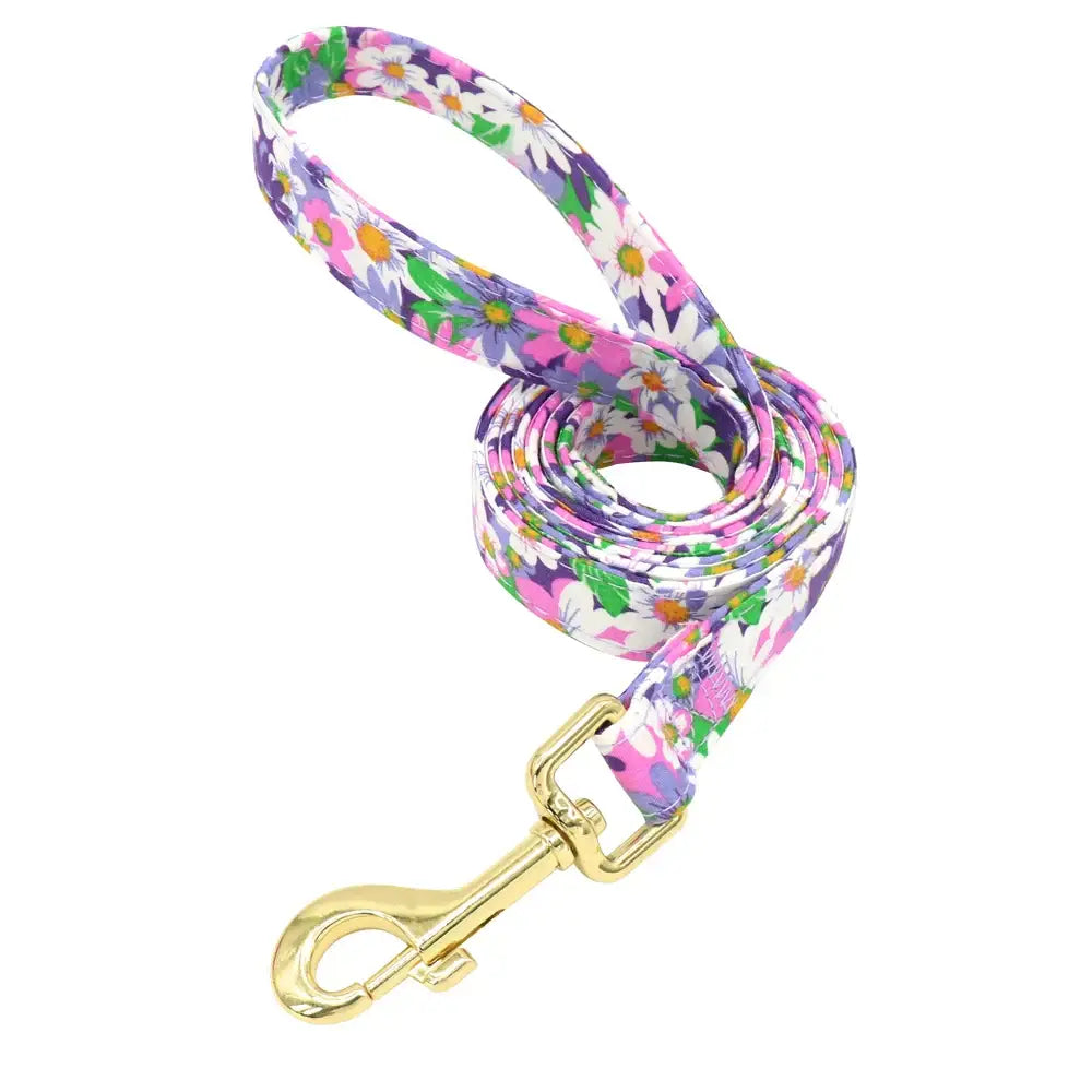 Ensemble collier et laisse personnalisés pour chien - Purple leash / S