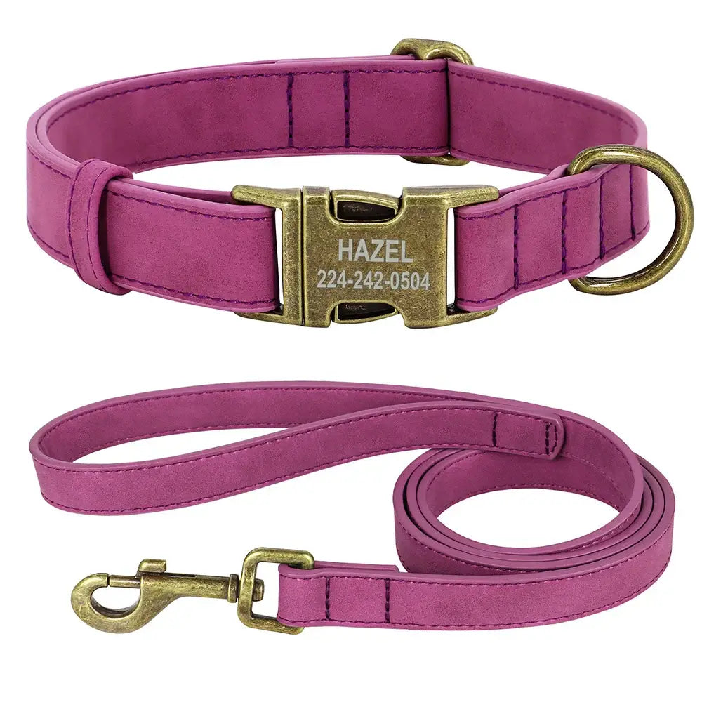 Ensemble collier et laisse personnalisés pour chien - Purple Set / XS（old）