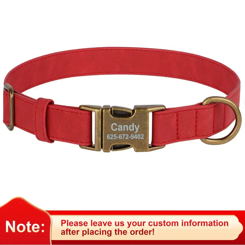 Ensemble collier et laisse personnalisés pour chien - Red Collar / XS（old）