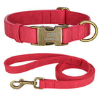 Ensemble collier et laisse personnalisés pour chien - Red Set / XS（old）