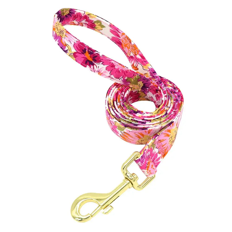 Ensemble collier et laisse personnalisés pour chien - Rose leash / L