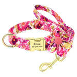 Ensemble collier et laisse personnalisés pour chien - Rose set / S
