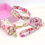 Ensemble collier et laisse pour chien à fleurs