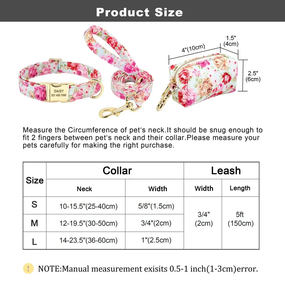 Ensemble collier et laisse pour chien à fleurs