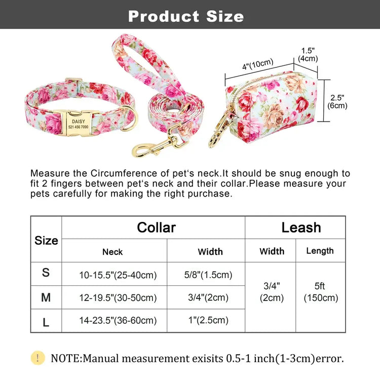 Ensemble collier et laisse pour chien à fleurs