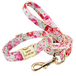 Ensemble collier et laisse pour chien à fleurs - Pink collar leash / S